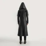 Huntsman Black Hooded Leather Trench Coat 5