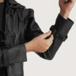 Huntsman Black Hooded Leather Trench Coat 4