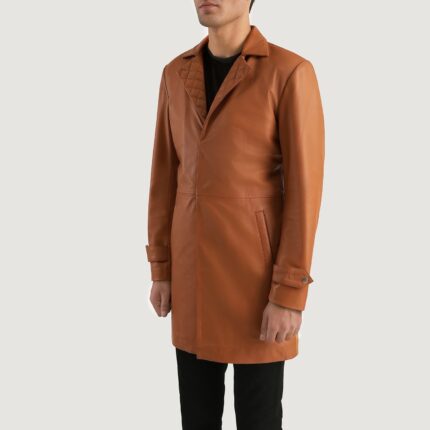 Infinity Tan Brown Leather Coat 2