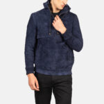 Kenton Hooded Blue Suede Pullover Jacket 4