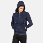 Kenton Hooded Blue Suede Pullover Jacket 6