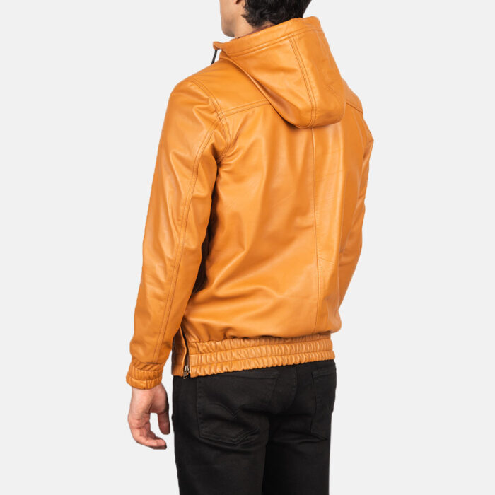 Kenton Hooded Brown Leather Pullover Jacket 5