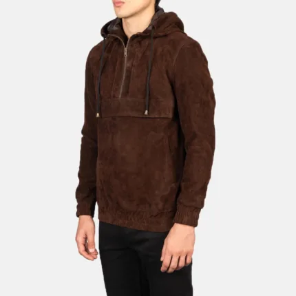 Kenton Hooded Mocha Suede Pullover Jacket 2