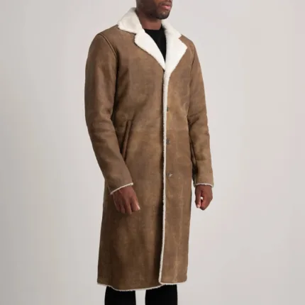 Kolby Distressed Brown Leather Shearling Coat 2