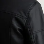 Lavendard Matte Black Leather Biker Jacket 5