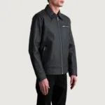 Lavendard Matte Black Leather Biker Jacket 2