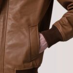 Lester Tan Leather Bomber Jacket 6