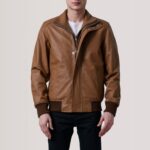 Lester Tan Leather Bomber Jacket 4