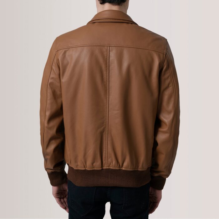 Lester Tan Leather Bomber Jacket 5
