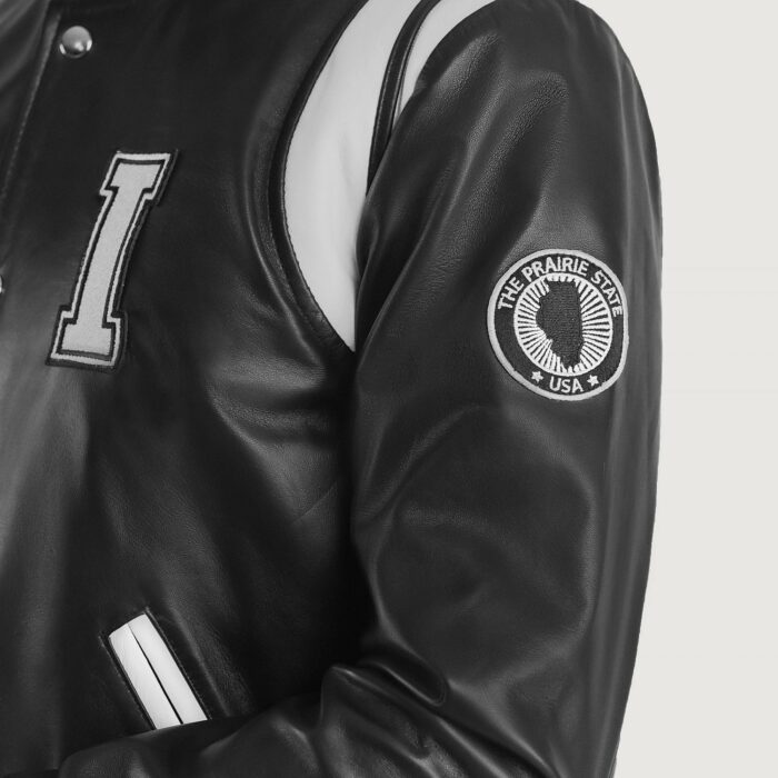 Liberte Illinois Black Leather Varsity Jacket 6