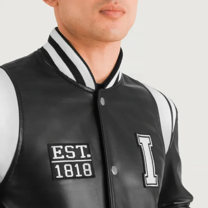 Liberte Illinois Black Leather Varsity Jacket 4