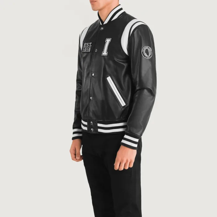 Liberte Illinois Black Leather Varsity Jacket 2