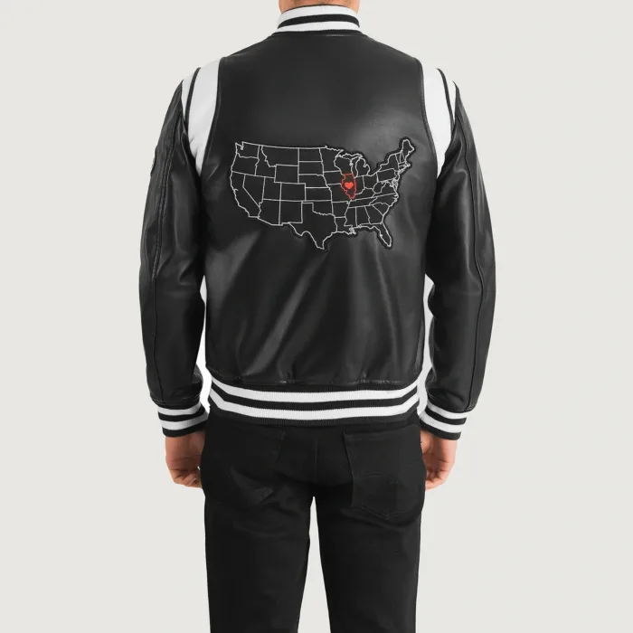 Liberte Illinois Black Leather Varsity Jacket 5
