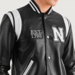 Liberte New York Black Leather Varsity Jacket 4