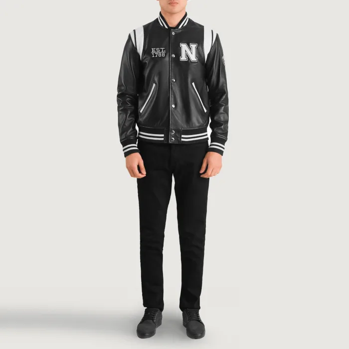 Liberte New York Black Leather Varsity Jacket 3