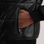 Lucas Black Leather Puffer Bomber Jacket 6