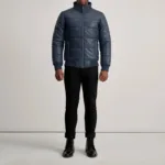 Lucas Blue Leather Puffer Bomber Jacket 3