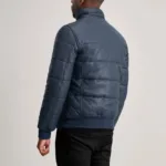 Lucas Blue Leather Puffer Bomber Jacket 5