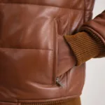 Lucas Brown Leather Puffer Bomber Jacket 6