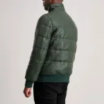 Lucas Green Leather Puffer Bomber Jacket 5