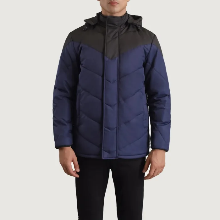 Luka Black & Blue Hooded Puffer Jacket 4