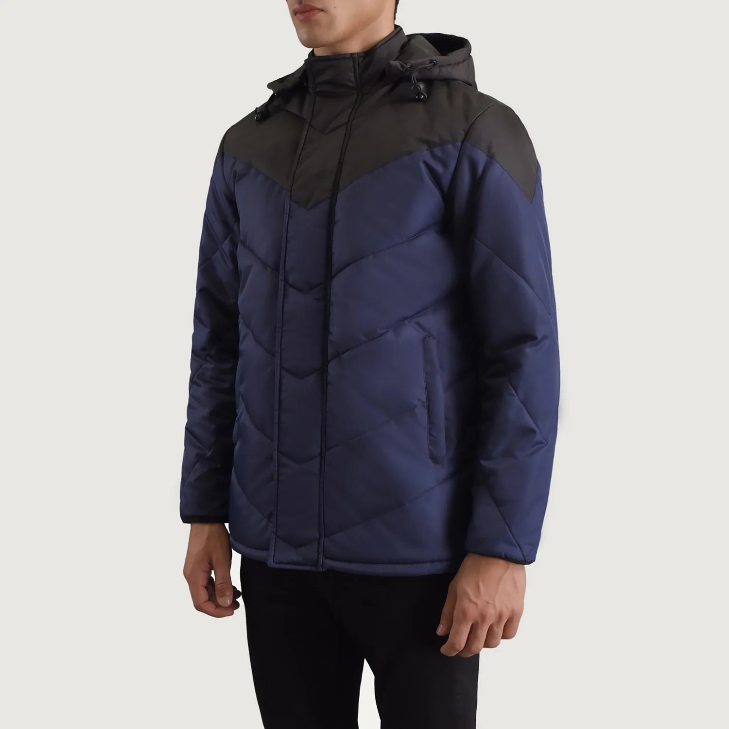 Luka Black & Blue Hooded Puffer Jacket 2