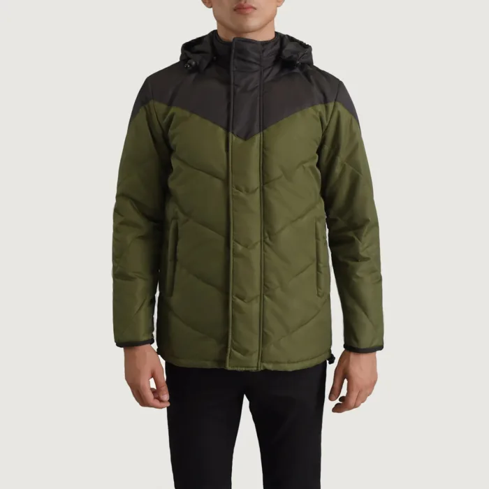 Luka Black & Green Hooded Puffer Jacket 4