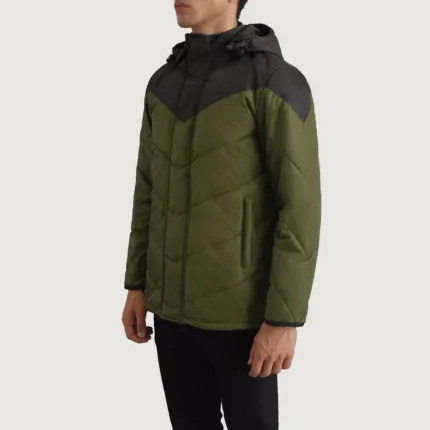 Luka Black & Green Hooded Puffer Jacket 2