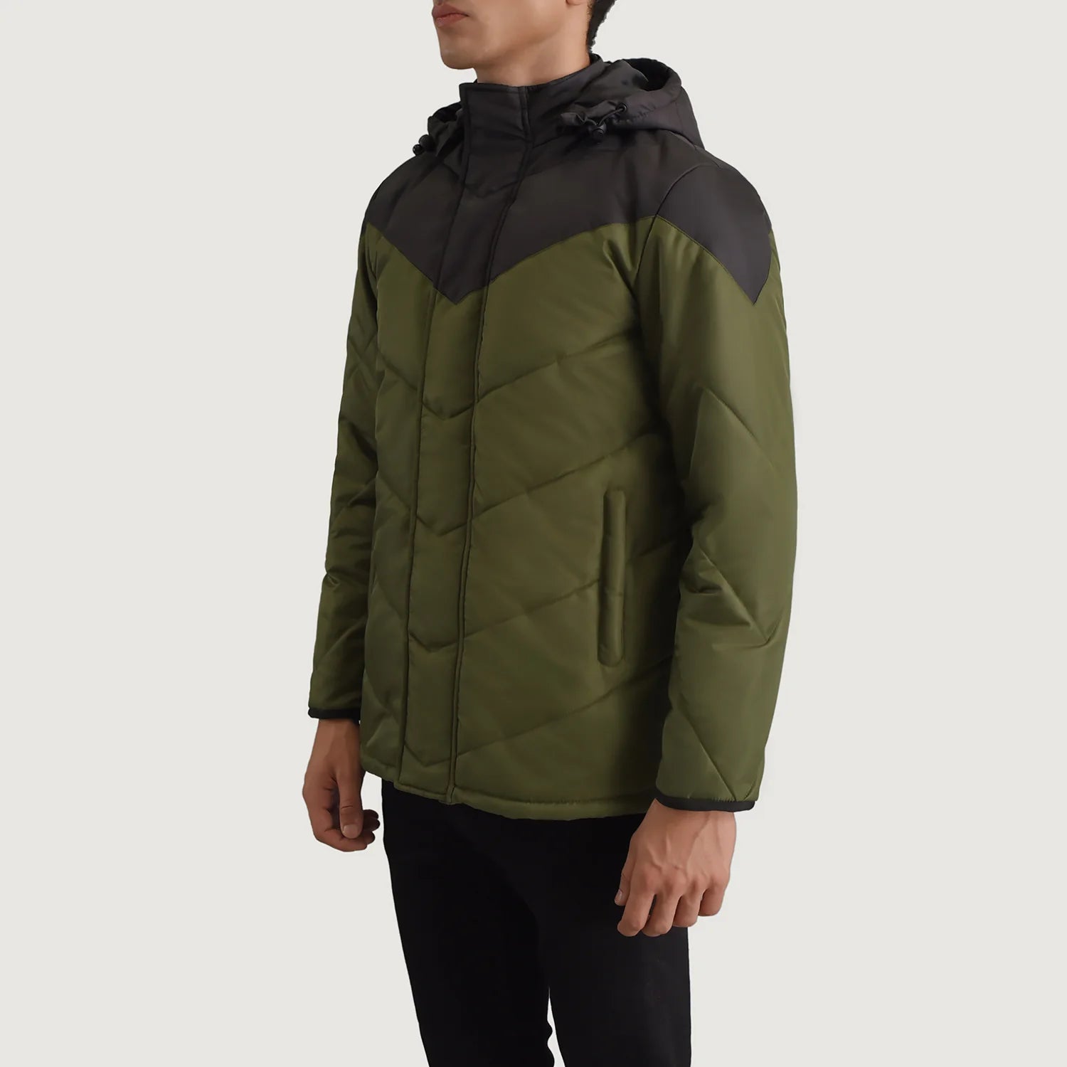Luka Black & Green Hooded Puffer Jacket 2
