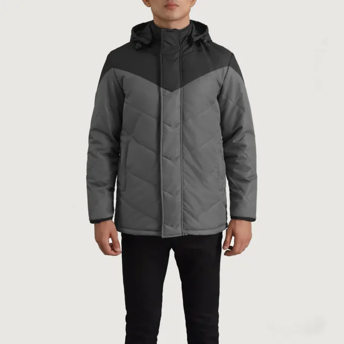Luka Black & Grey Hooded Puffer Jacket 4