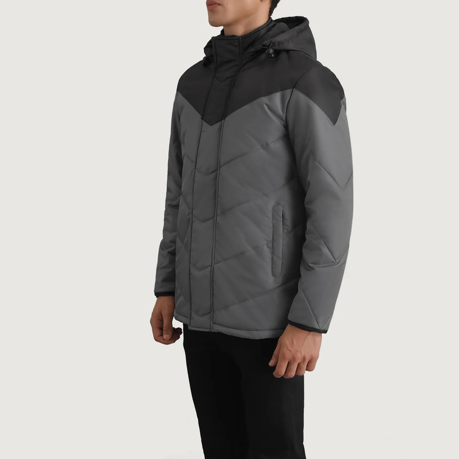 Luka Black & Grey Hooded Puffer Jacket 2