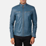 Mack Blue Leather Biker Jacket 4