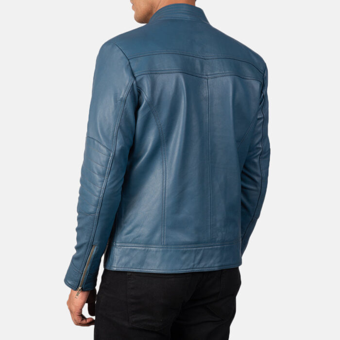 Mack Blue Leather Biker Jacket 5