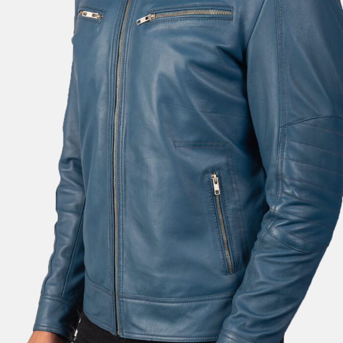 Mack Blue Leather Biker Jacket 6