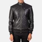 Moda Black Leather Bomber Jacket 4