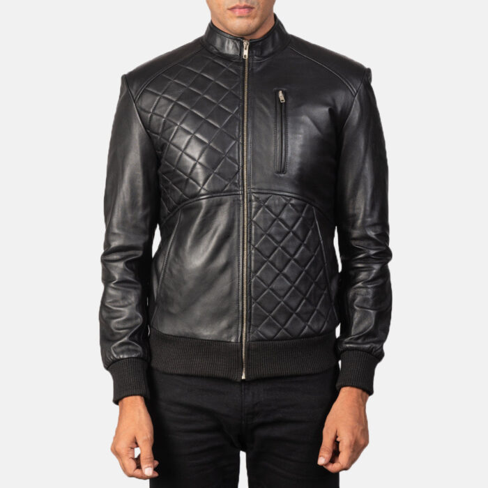 Moda Black Leather Bomber Jacket 4