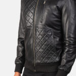 Moda Black Leather Bomber Jacket 6
