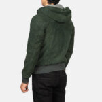 Nintenzo Green Hooded Suede Bomber Jacket 5