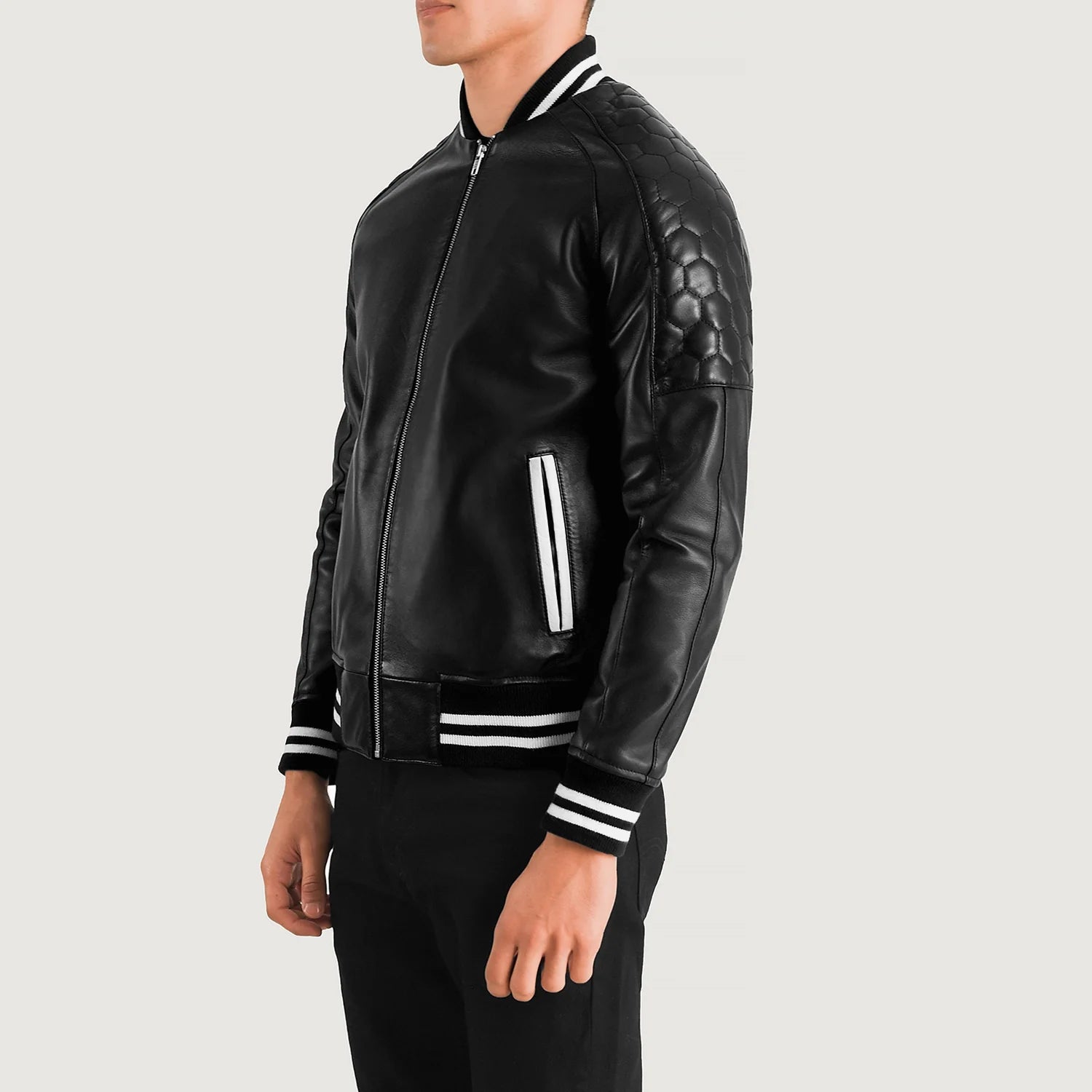Pascal Black Leather Varsity Jacket 2