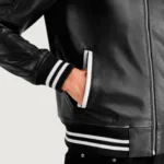Pascal Black Leather Varsity Jacket 3