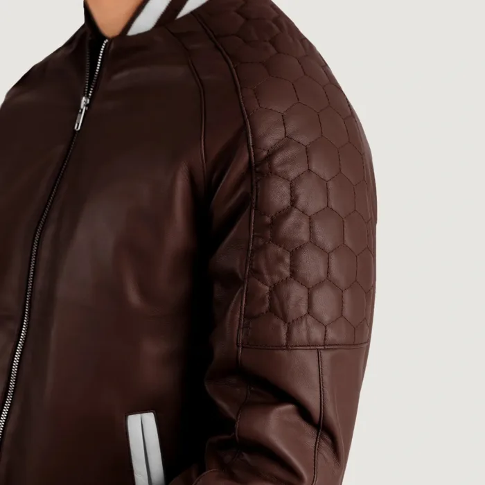 Pascal Maroon Leather Varsity Jacket 6