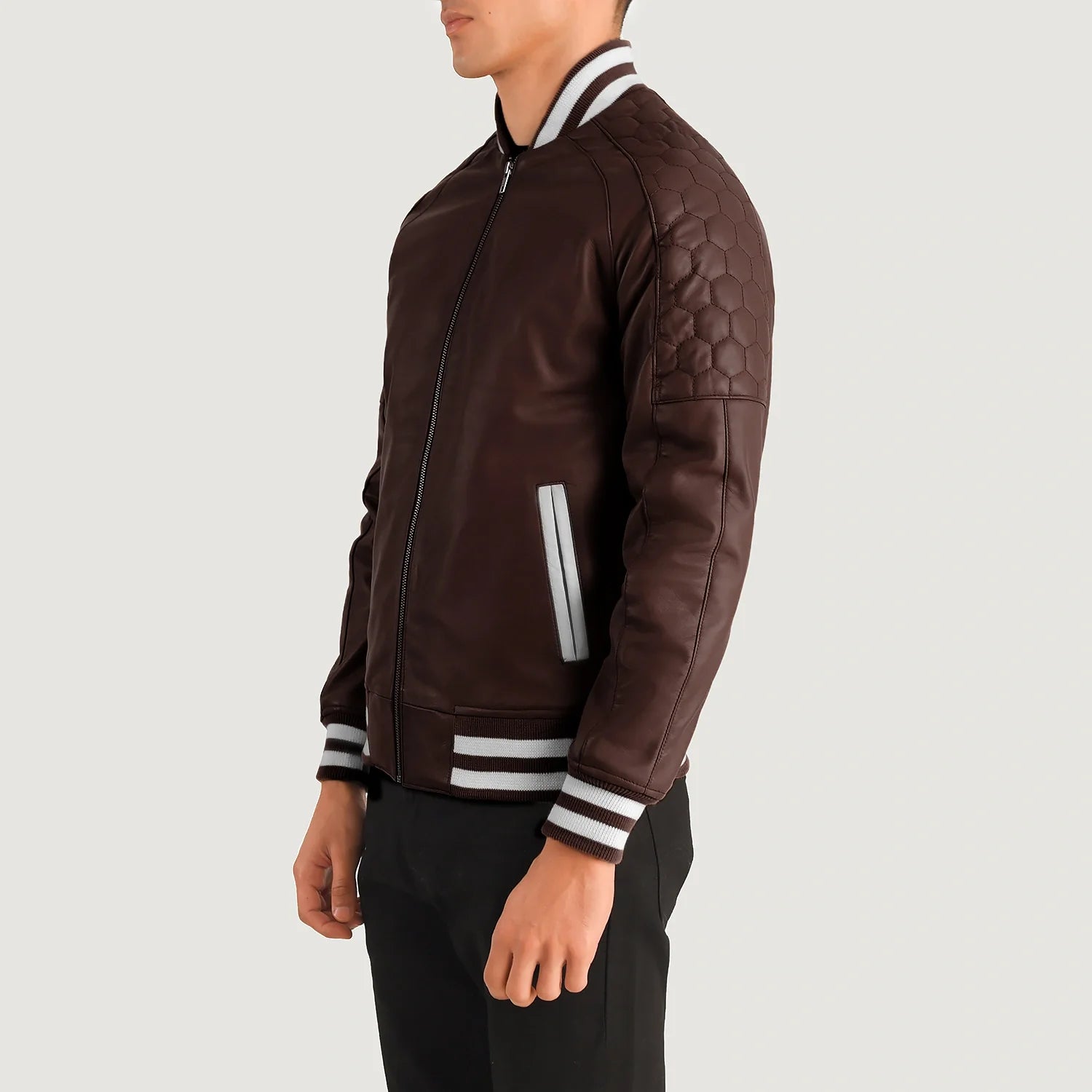 Pascal Maroon Leather Varsity Jacket 2
