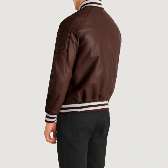 Pascal Maroon Leather Varsity Jacket 5