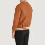 Pascal Tan Brown Leather Varsity Jacket 5