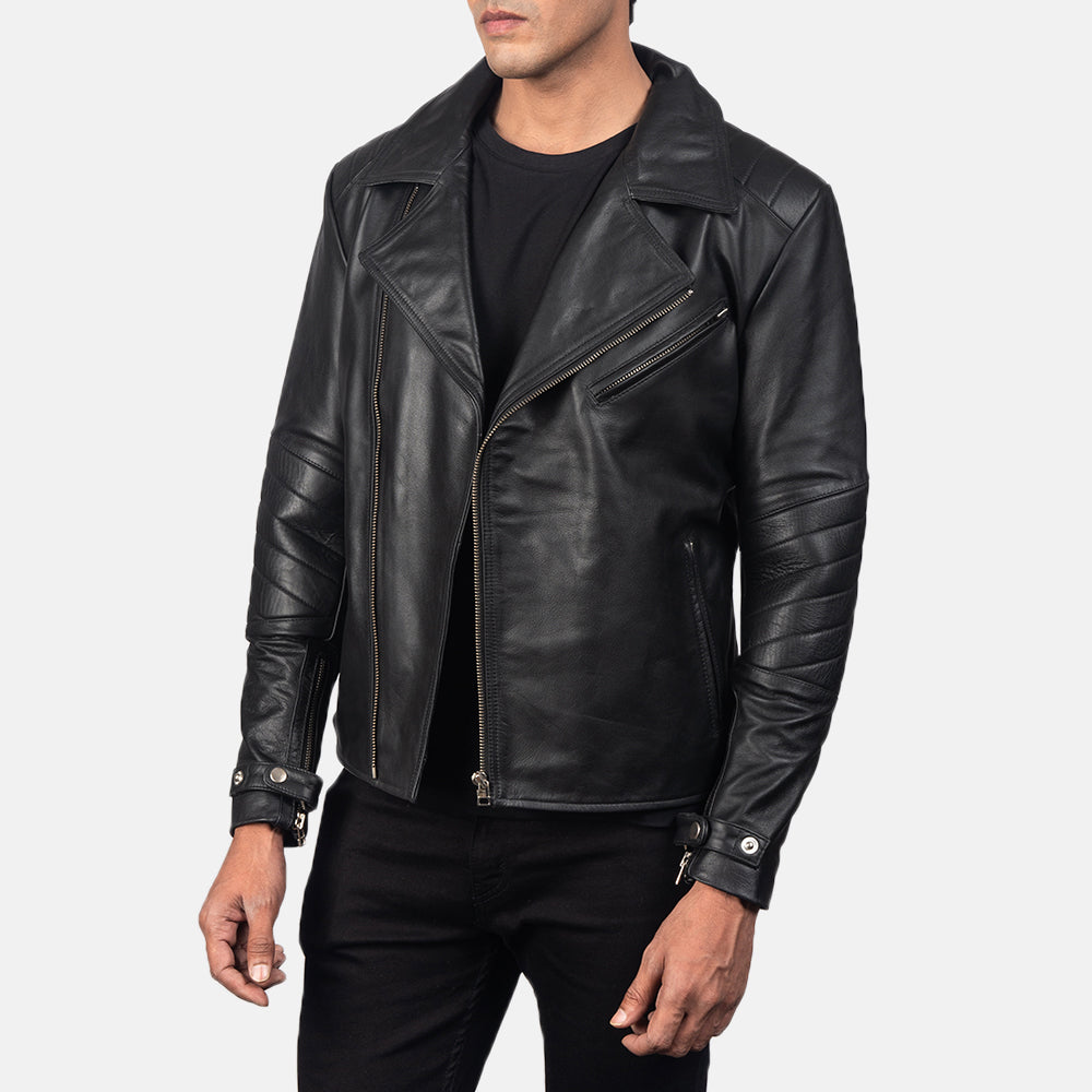 Raiden Black Leather Biker Jacket 2