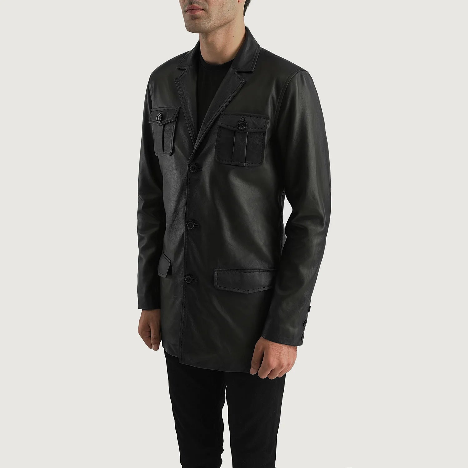 Ray Cutler Black Leather Blazer 2