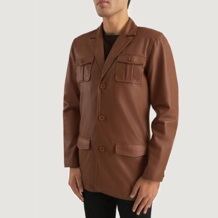 Ray Cutler Brown Leather Blazer 2