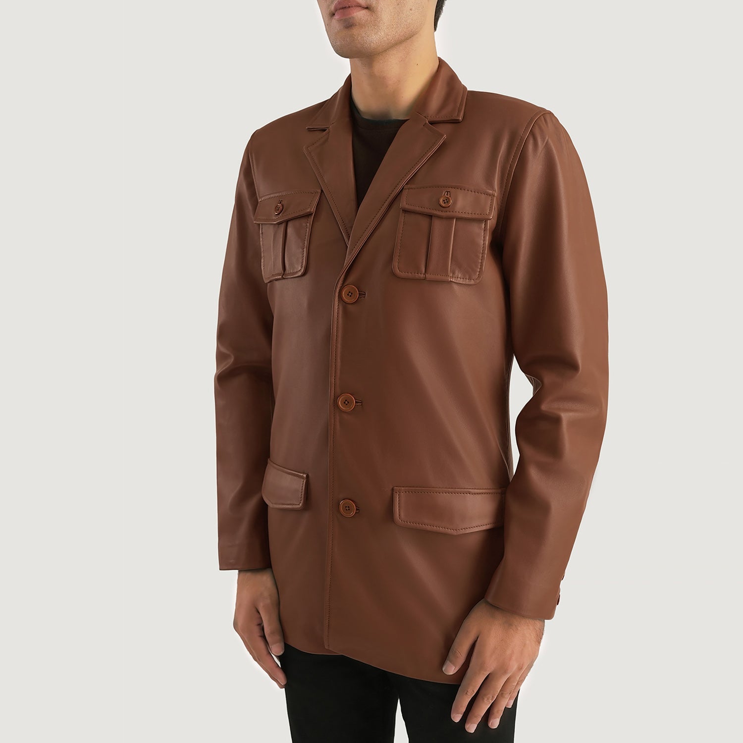 Ray Cutler Brown Leather Blazer 2