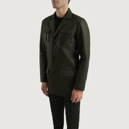 Ray Cutler Green Leather Blazer 2