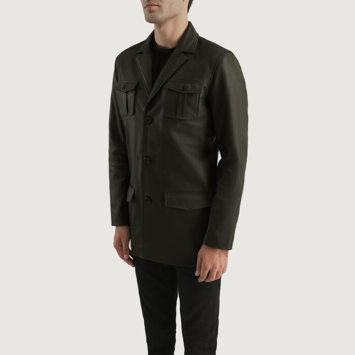 Ray Cutler Green Leather Blazer 2